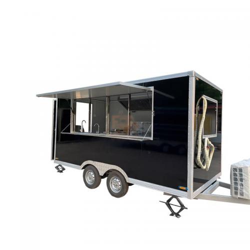 Mobile Kitchen Trailer 6M Coffee Square Stainless Steel Color Customizable Food Trailer