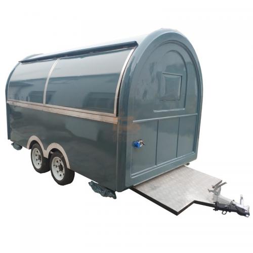Round Food Trailer Manufacturers LOGO Customized Small Rounder Cart Mobile Coffee Restaurant Pizza Food Trailer